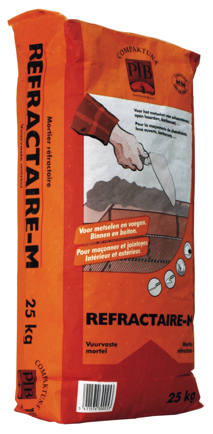 REFRACTAIRE MIX M40 (P.T.B.-REFRACTAIRE-M) bruingrijs 25 kg