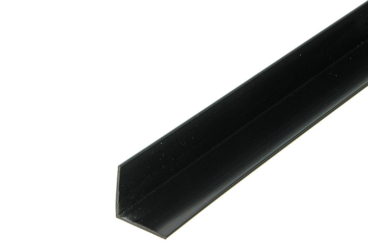 HOEKPROFIEL ZWART PVC         25X25X1000