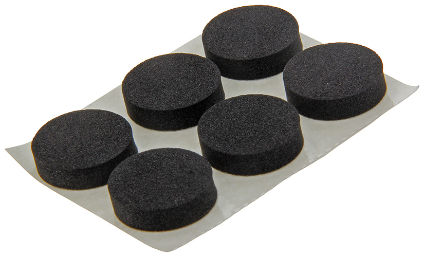 12 st schuimpastille rubber rnd zwart 19 mm