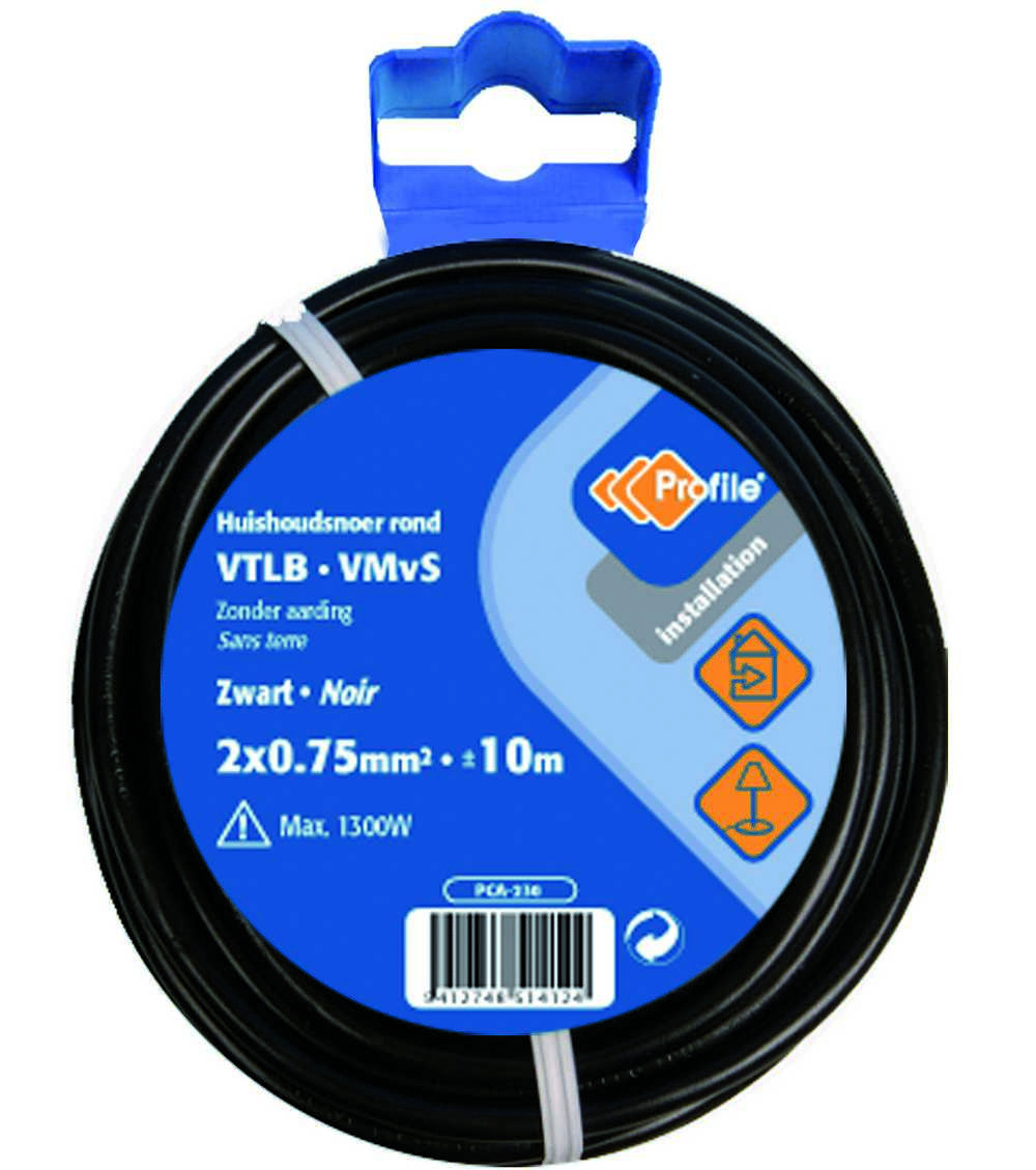 VTLB 2x0.75mm² zwart 10m blister
