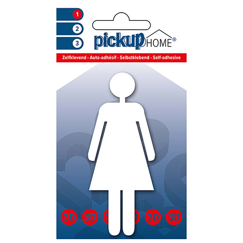 3D Home Picto vrouw wit 90 mm