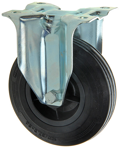 Vast wiel bevestigingsplaat rubber met nylon velg 125 mm
