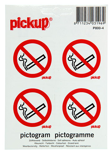 Sticker Verboden te roken 50x50 mm - 4 stuks