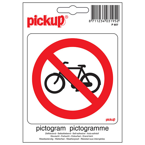 Sticker Verboden voor fietsen 100x100 mm