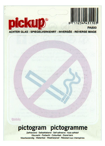 Sticker Verboden te roken 100x100 mm gespiegeld