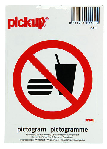 Sticker Verboden voor consumpties 100x100 mm