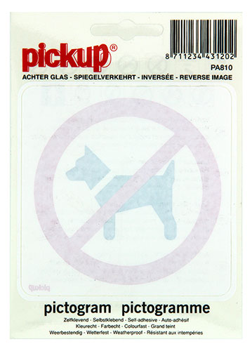 Sticker Verboden voor honden 100x100 mm gespiegeld