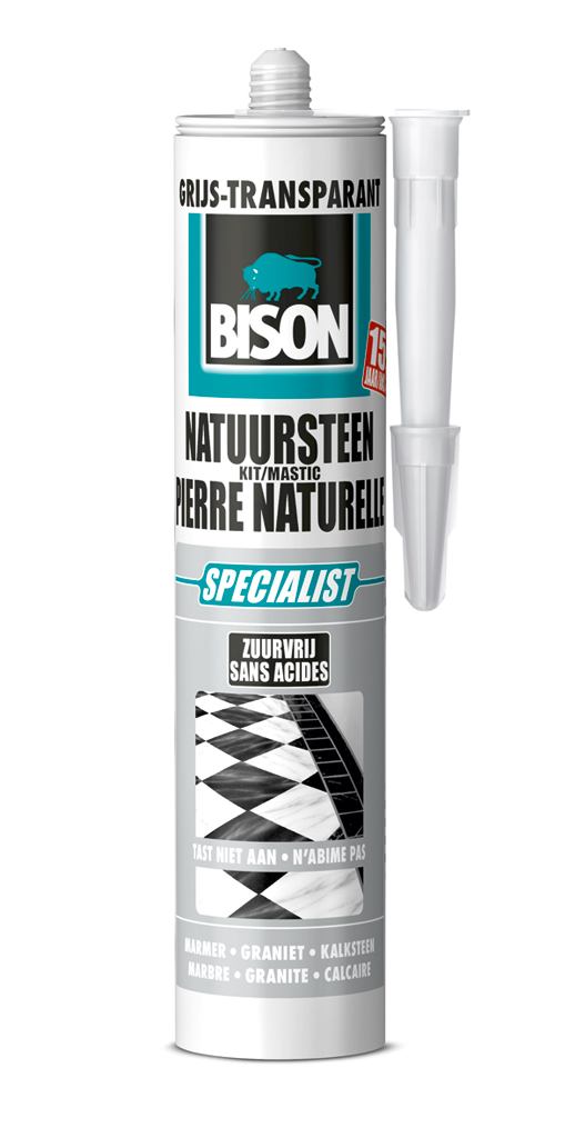 Bison Natuursteenkit 310 ml koker transparantgrijs